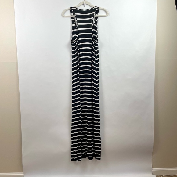 Tori Richard Honolulu Sleeveless Maxi Dress Black & White Stripe Racer Back XL - Picture 7 of 12
